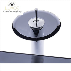 bathroom accessories Smokey Tempered Glass Sink & Faucet Set - Luxor Home Decor & Lighting