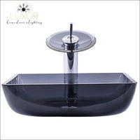 bathroom accessories Smokey Tempered Glass Sink & Faucet Set - Luxor Home Decor & Lighting