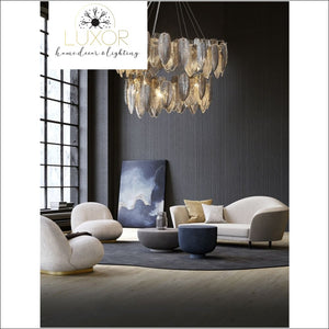 Smoky Gray Feather Chandelier - chandeliers