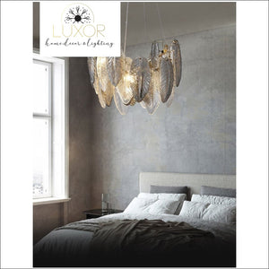 Smoky Gray Feather Chandelier - chandeliers