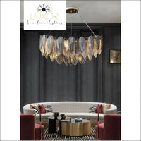 Smoky Gray Feather Chandelier - chandeliers