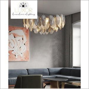 Smoky Gray Feather Chandelier - chandeliers