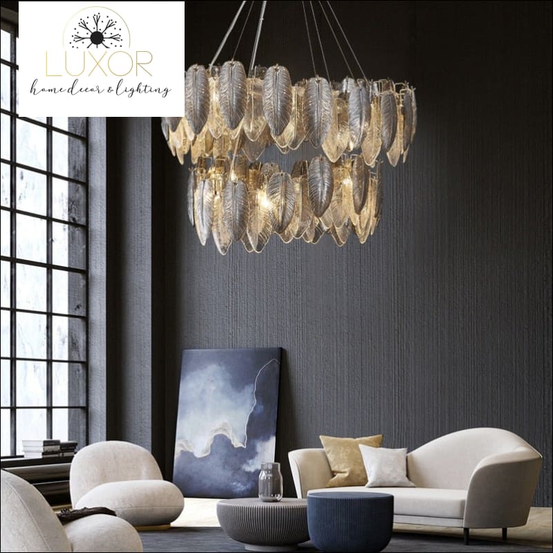 Smoky Gray Feather Chandelier - chandeliers