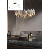 Smoky Gray Feather Chandelier - chandeliers