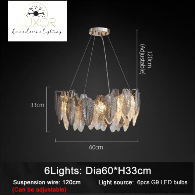 Smoky Gray Feather Chandelier - Dia60cm / Warm White - chandeliers