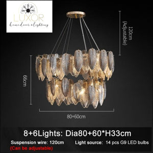Smoky Gray Feather Chandelier - Dia60x80cm / Warm White - chandeliers