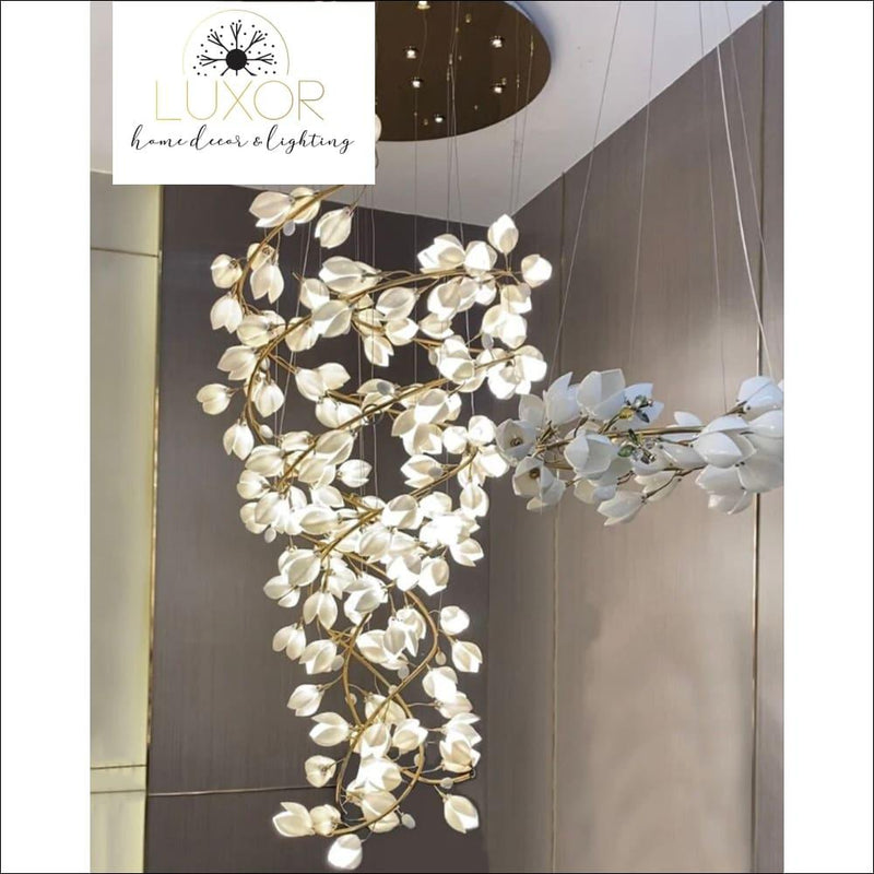 Spiral Pure White Cataleya Chandelier - chandeliers