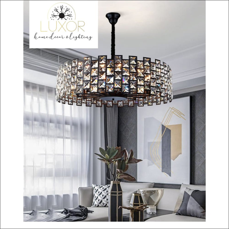 chandeliers Stensi Round Crystal Black Chandelier - Luxor Home Decor & Lighting