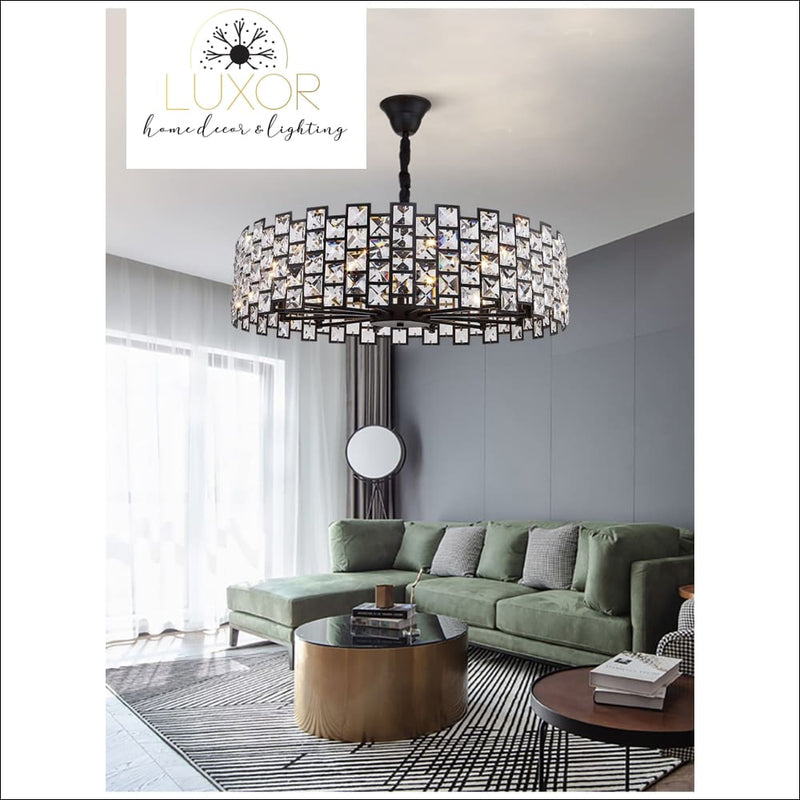chandeliers Stensi Round Crystal Black Chandelier - Luxor Home Decor & Lighting