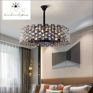 chandeliers Stensi Round Crystal Black Chandelier - Luxor Home Decor & Lighting