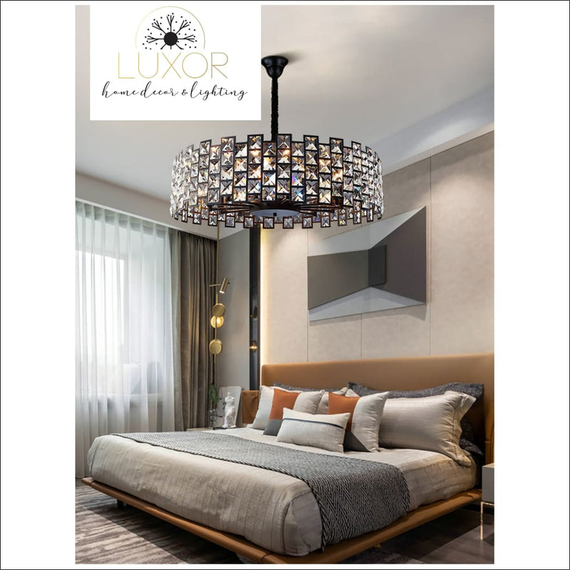 chandeliers Stensi Round Crystal Black Chandelier - Luxor Home Decor & Lighting