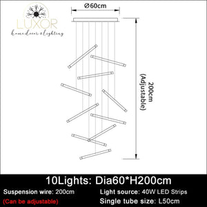 Tatiana Modern Chandelier - Dia60H200cm 10Light / Gold(gold base) / Dimmable warm light - chandeliers