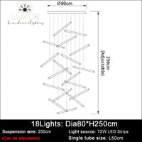 Tatiana Modern Chandelier - Dia80H250cm 18Light / Gold(gold base) / Dimmable warm light - chandeliers