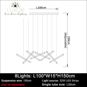 Tatiana Modern Chandelier - L100W15H200cm 8Light / Gold(gold base) / Dimmable warm light - chandeliers