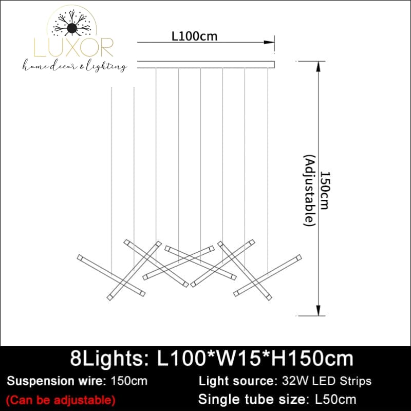 Tatiana Modern Chandelier - L100W15H200cm 8Light / Gold(gold base) / Dimmable warm light - chandeliers