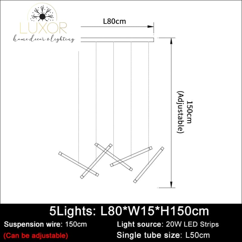 Tatiana Modern Chandelier - L80W15H150cm 5Light / Gold(gold base) / Dimmable warm light - chandeliers