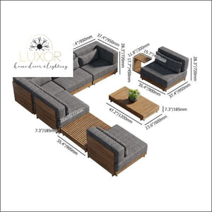 The Falls Luxury 9 Piece Teak Modular Patio Set - Outdoor Seating