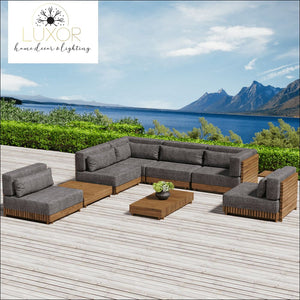 The Falls Luxury 9 Piece Teak Modular Patio Set - Outdoor Seating