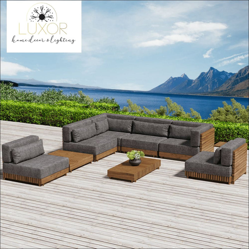The Falls Luxury 9 Piece Teak Modular Patio Set - Outdoor Seating