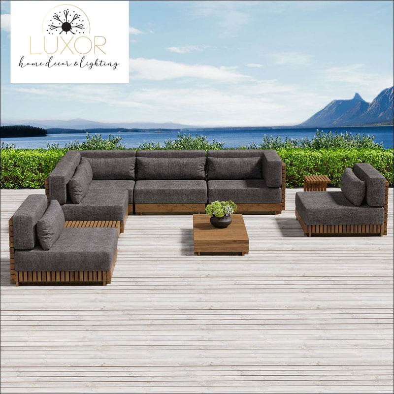 The Falls Luxury 9 Piece Teak Modular Patio Set - Outdoor Seating