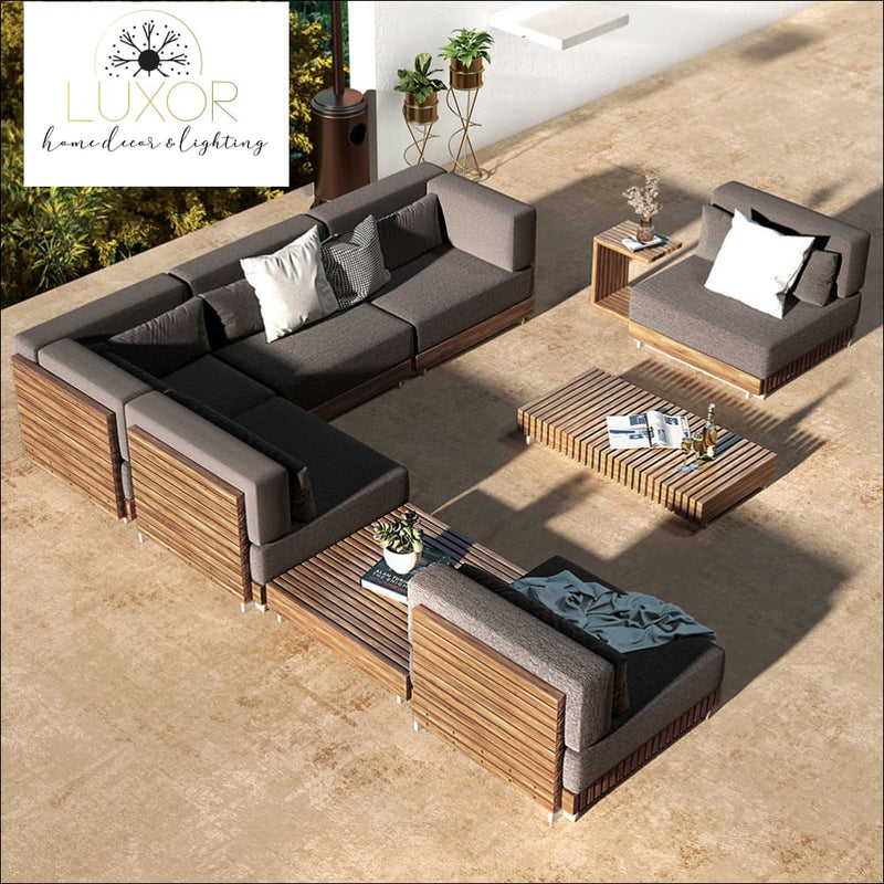 The Falls Luxury 9 Piece Teak Modular Patio Set - Outdoor Seating