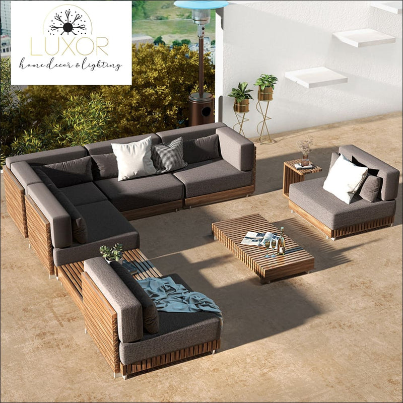 The Falls Luxury 9 Piece Teak Modular Patio Set - Outdoor Seating