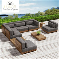The Falls Luxury 9 Piece Teak Modular Patio Set - Outdoor Seating