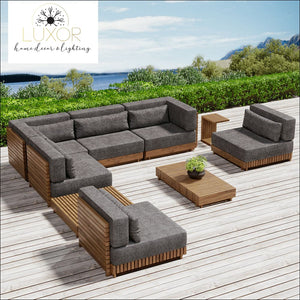 The Falls Luxury 9 Piece Teak Modular Patio Set - Outdoor Seating