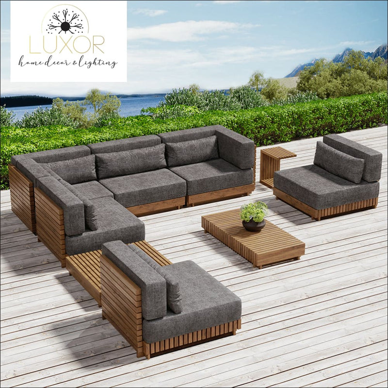 The Falls Luxury 9 Piece Teak Modular Patio Set - Outdoor Seating