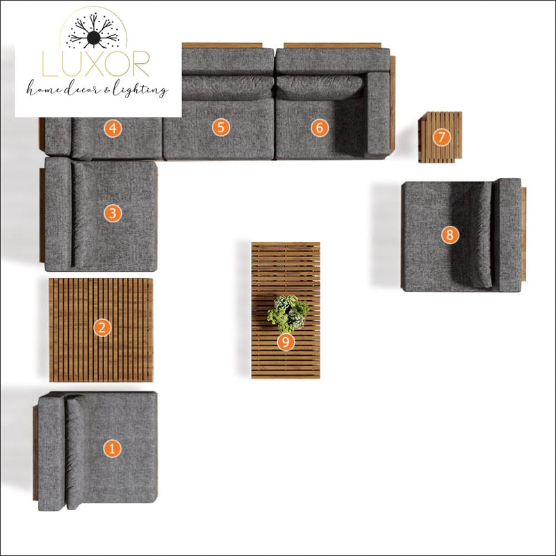 The Falls Luxury 9 Piece Teak Modular Patio Set - Outdoor Seating