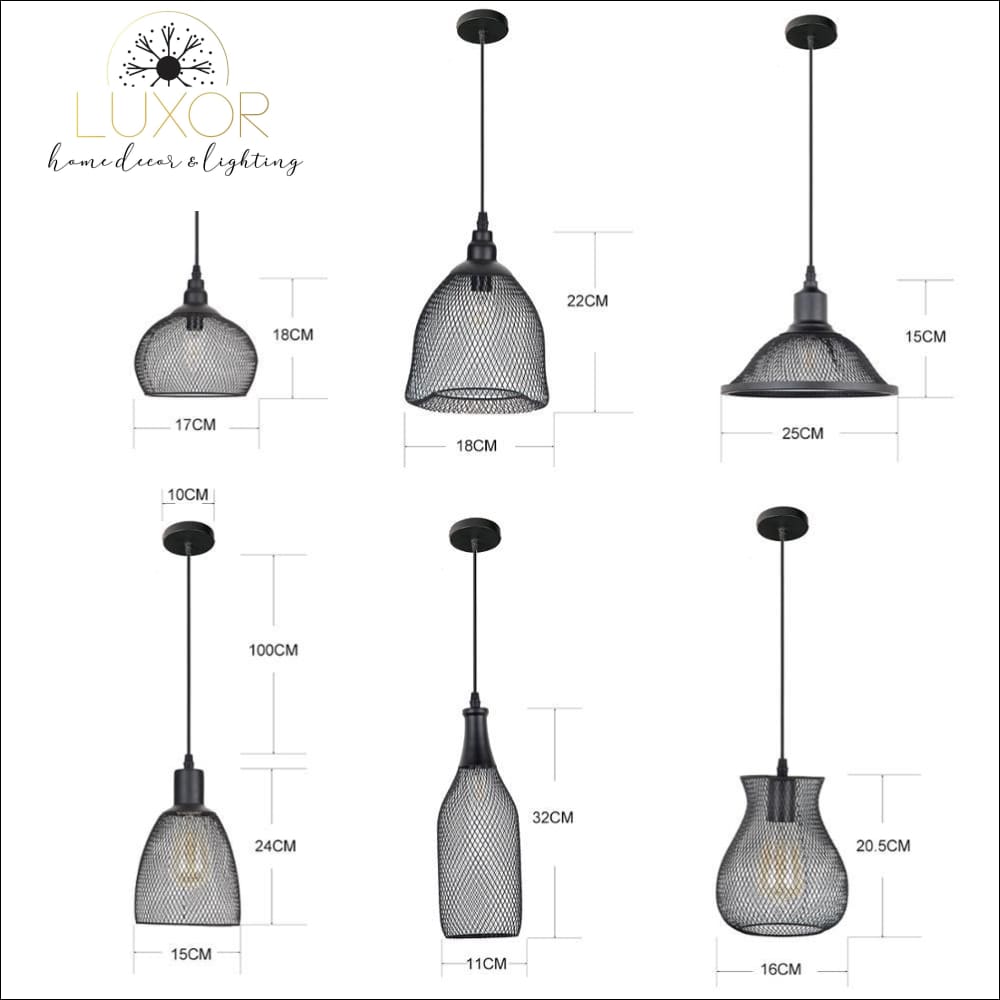 Trinity Black Mesh Pendant Light Collection - 15 x 24 cm - pendant lighting