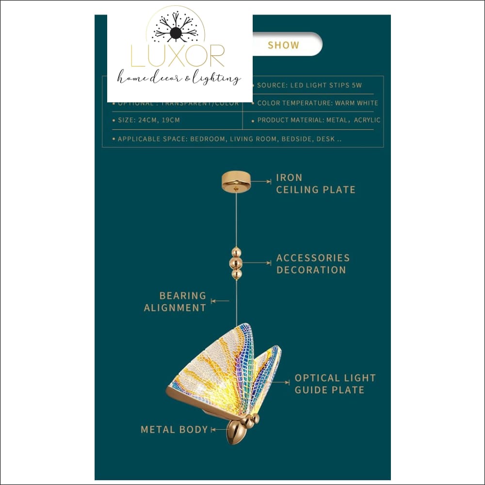 Tropical Hanging Butterfly Pendant - pendant lighting