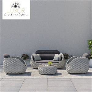 Tuslain 4 Pieces Textilene Rope Woven Outdoor Sectional Set