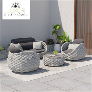 Tuslain 4 Pieces Textilene Rope Woven Outdoor Sectional Set