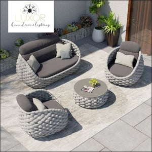 Tuslain 4 Pieces Textilene Rope Woven Outdoor Sectional Set - Gray
