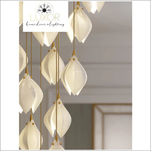 White Ceramic Magnolia Chandelier - chandeliers