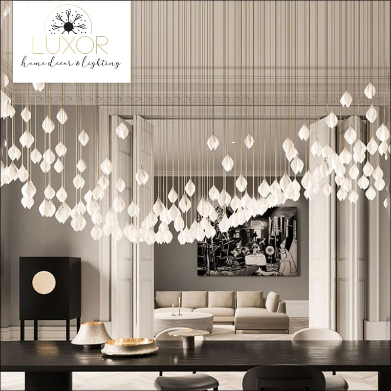 White Ceramic Magnolia Chandelier - chandeliers