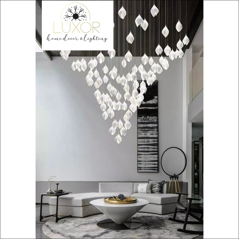 White Ceramic Magnolia Chandelier - chandeliers