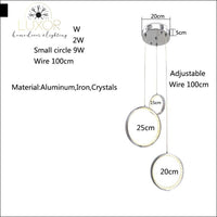 pendant lighting Zoraya 3 Ring Crystal Pendant Lights - Luxor Home Decor & Lighting