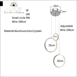 pendant lighting Zoraya 3 Ring Crystal Pendant Lights - Luxor Home Decor & Lighting